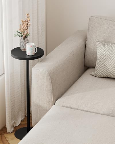 Tall Round Side Table, Small Metal Pedestal End Table for Living Room