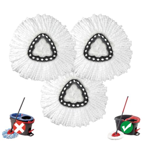Microfiber Spin Mop Replacement Heads - 3 Pack Washable Mop Refills