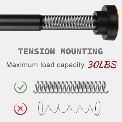 Thestoa Adjustable Black Shower Curtain Rod 43-78 Inch No Drill Tension Rod