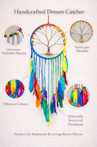 Large Tree of Life Dream Catcher - 36-Inch Handcrafted Boho Wall Decor
