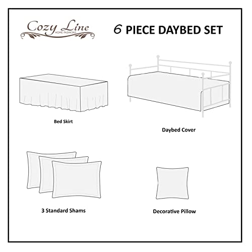 6-Piece Reversible Cotton Daybed Set - Vintage Floral Paisley Bedding