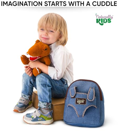Naturally KIDS Toddler Backpack with Plush Dinosaur Toy - Small Dinosaur Variant for Ages 2-5