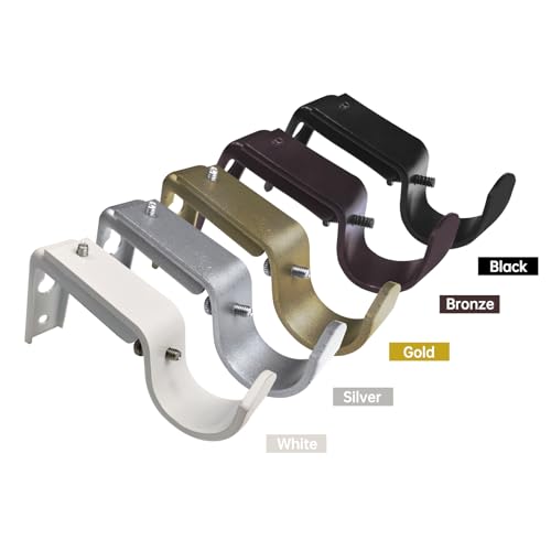 Adjustable Heavy Duty Curtain Rod Brackets - Gold Metal, Set of 3