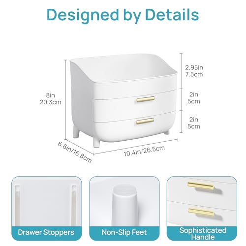 Vtopmart 3-Tier Makeup & Skincare Organizer with Drawers, White - No Lid