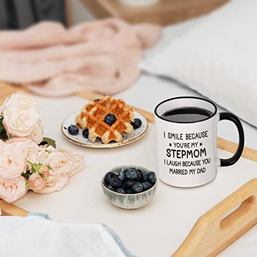 Maustic I Smile Because You Are My Stepmom 11 Oz White Coffee Mug - Gift from Daughter/Son