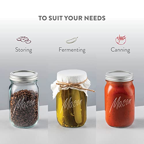32 oz Wide Mouth Glass Mason Jars with Airtight Lids - 2-Pack