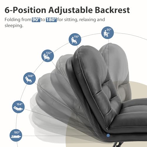 DUMOS Foldable Saucer Floor Chair - Small PU Leather Lounge Seat, Comfortable and Supportive