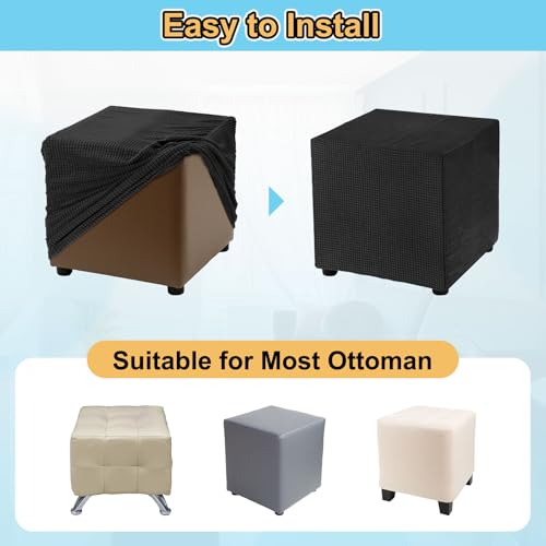 Stretch Polyester Ottoman Cover 18x18 inch - Washable & Elastic