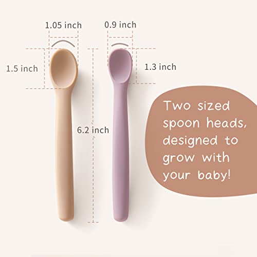 Silicone Baby Spoons Set 4-Piece Bendable Self Feeding Utensils