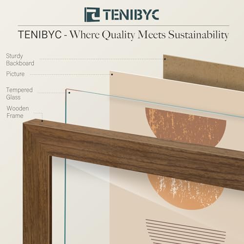 TENIBYC 11x14 Brown Wood Picture Frame 3 Pack with Real Glass