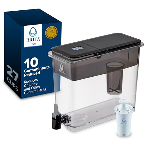 27-Cup Water Filter Pitcher Dispenser with Spigot & Filter - Black