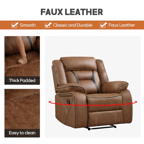 Manual Reclining Chair, Modern Faux Leather Single Sofa for Living Room