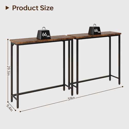 2-Pack Narrow Console Table, Industrial Slim Entryway Table for Small Spaces