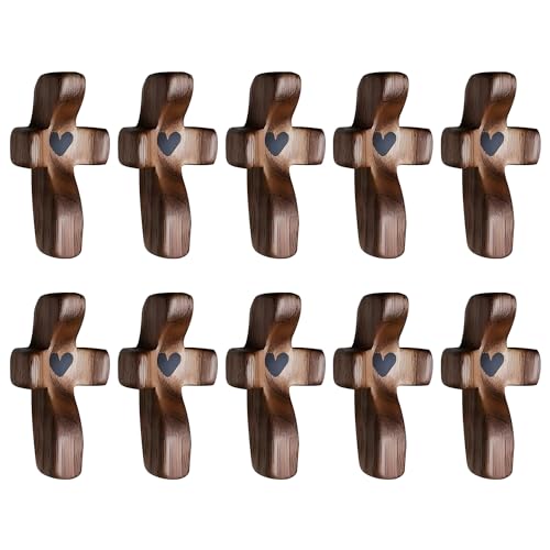 Handheld Wooden Prayer Cross - Pocket-Sized Comfort Token (10 Pack)