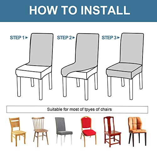 Waterproof Dining Chair Covers Set of 4 - Stretch Fit, Jacquard
