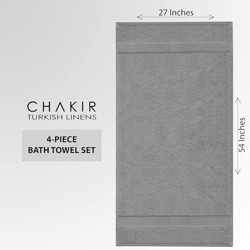 Chakir Turkish Linens 4-Piece 100% Cotton Bath Towels - Gray