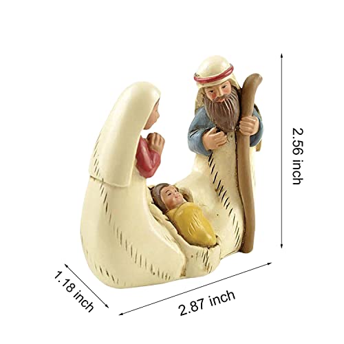 Miniature Holy Family Nativity Figurine - Resin Stone Christmas Tabletop Decor