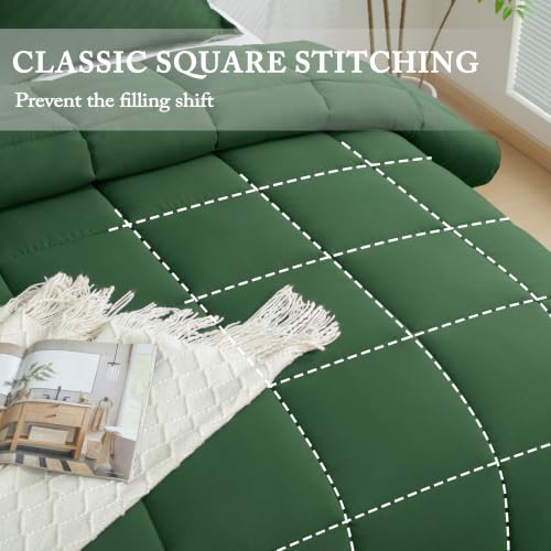 3-Piece Reversible Green Queen Comforter Set - Soft Microfiber Bedding