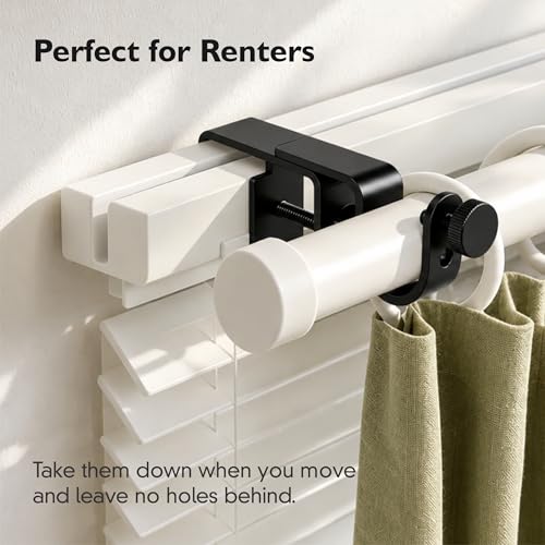 No-Drill Curtain Rod Brackets for Outside-Mount Blinds, 3-Pack