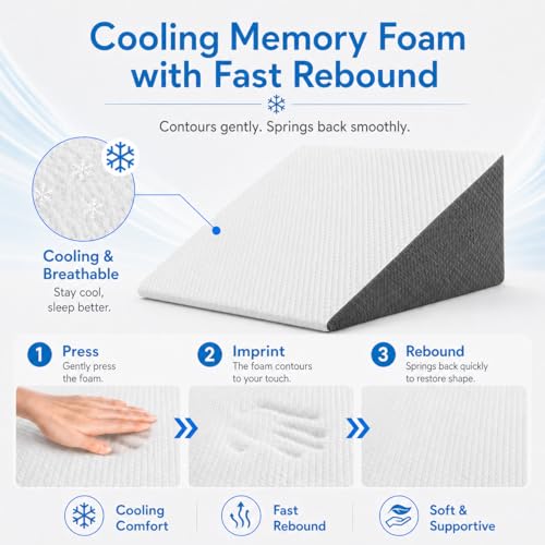 Memory Foam Wedge Pillow for Sleep Apnea & Acid Reflux Relief