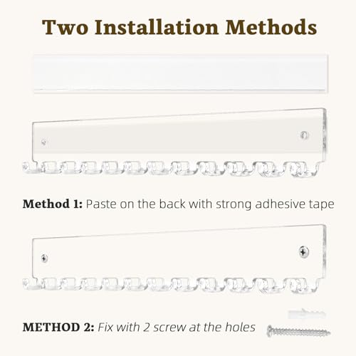 Acrylic Wall-Mounted Necklace Organizer - 2 Pack with 24 Total Hooks