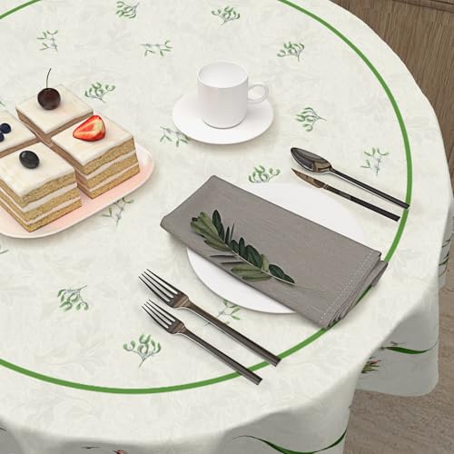 Kawani 60 Inch Round Christmas Tree Green Tablecloth for Holiday Dining