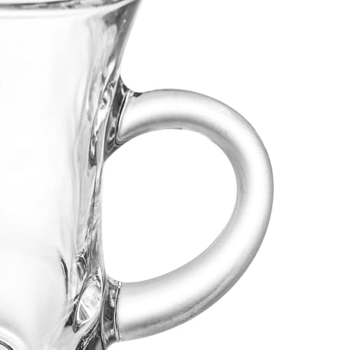 Suwimut Set of 6 Turkish Tea Glasses with Handles - 5 oz Clear Tulip-Shaped Cups for Hot & Cold Beverages