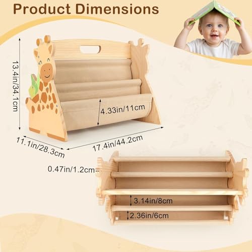 Double-Sided Toddler Bookshelf - 4-Tier Montessori Wooden Book Rack