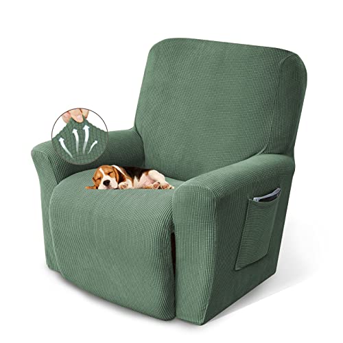 Washable Recliner Chair Cover, Stretch Slipcover for 24-37" Recliners, Greyish Green
