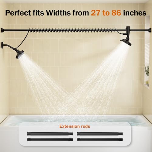 Dual Shower Head System with Adjustable 60-Inch Slider, Black Stainless Steel