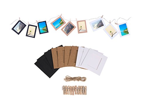 30-Piece Kraft Paper Photo Frame Set with Wooden Clips and Hanging String