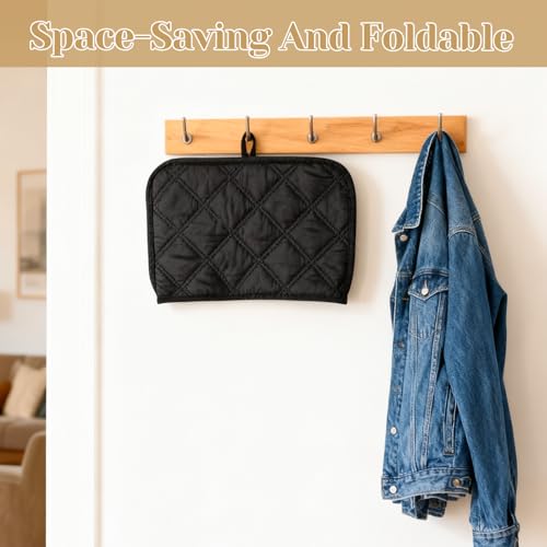 Quilted 2-Slice Toaster Cover - Universal Dust Protector, Black