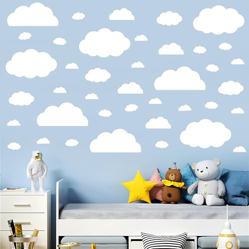 Cloud Wall Decals - 40 Pcs Peel and Stick Removable Wall Stickers for Nursery