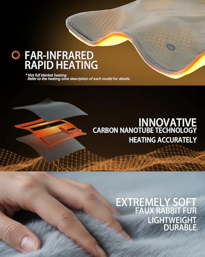 Cordless Heated Throw Blanket with 13500mAh Battery & 6 Heat Settings