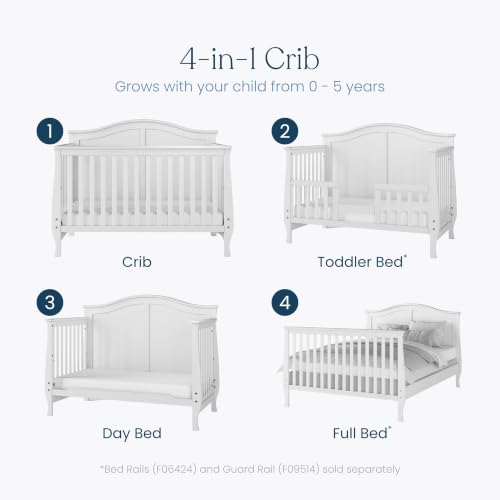 2-Piece Nursery Set: 4-in-1 Convertible Crib and Arch Top Changing Table