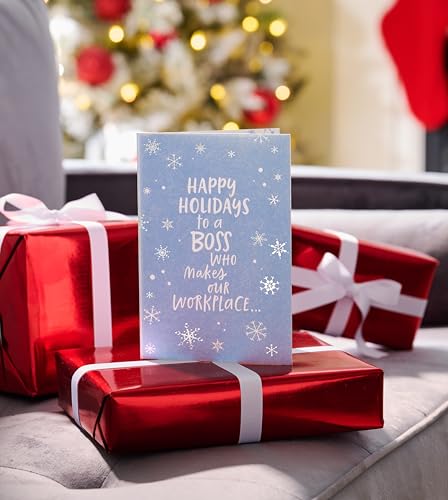 American Greetings Christmas Thank You Card for Boss Snowflakes with Lights - Holiday Appreciation