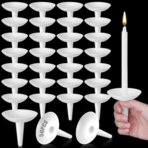 Reusable Plastic Candle Drip Protectors - 50 Pack Bulk Vigil Candle Holders