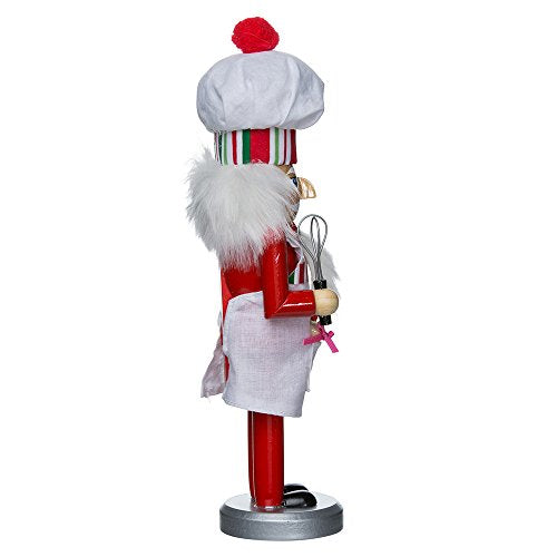10-Inch Wooden Chef Nutcracker Christmas Figurine with Gingerbread Cookie