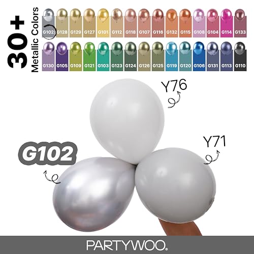 PartyWoo Silver Metallic Latex Balloons 12 Inch 50 Pcs for Party Decorations