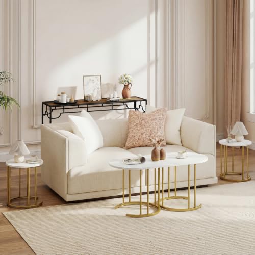3-Piece Nesting Coffee Table Set with Oval and Round Side Tables