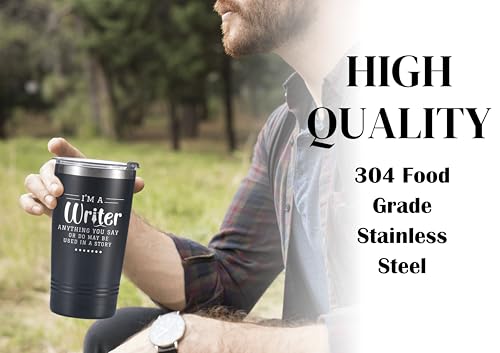 Onebttl 20oz Insulated Stainless Steel Tumbler with Straw - Story Black - Gift for Writers, Men & Women