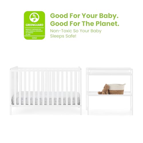 6-in-1 Convertible Baby Crib and Changing Table Nursery Set, White