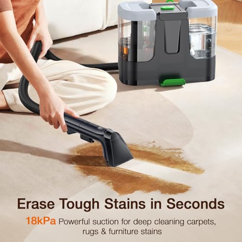 Portable Carpet & Upholstery Spot Cleaner Machine - 18Kpa Powerful Suction