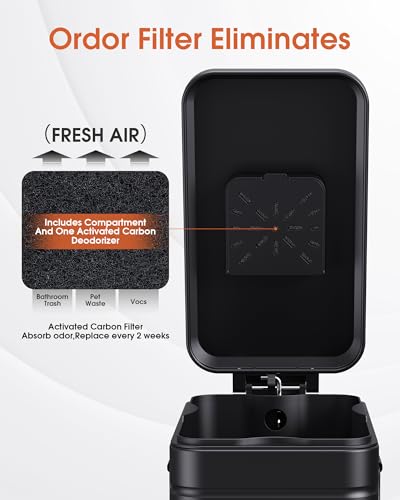 Small Stainless Steel Trash Can with Lid and Pedal - 10L/2.6 Gal Black