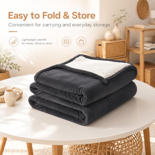 Electric Heated Blanket - Flannel & Sherpa, 72x84 in, 9 Heat Settings