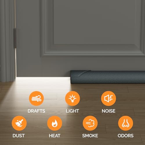 Adjustable Under Door Draft Stopper - Fits 24"-30" Doors, Grey Noise Blocker