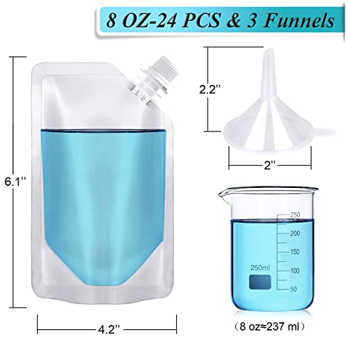 24 Pcs 8oz Concealable Drink Pouches, Leak-Proof Reusable Plastic Flasks