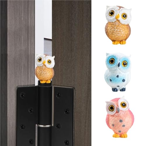 Owl Magnetic Hinge Toppers - Decorative Resin Door Hinge Covers, Set of 3