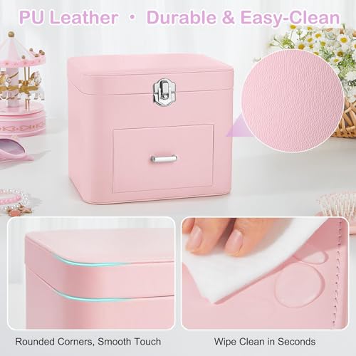 Musical Jewelry Box for Girls with Rotating Figure and Storage Drawer