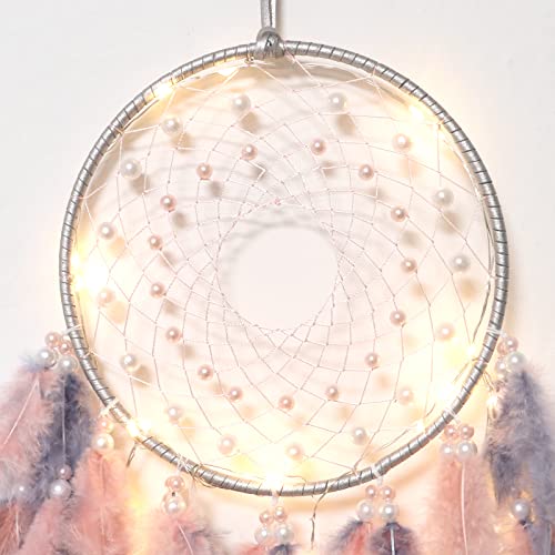 LED Light Up Dream Catcher - Handmade Feather Wall Hanging Decor